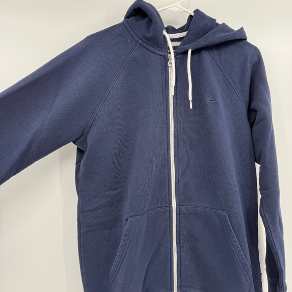 Quiksilver Hoodie Men Medium Blue Full Zip Fleece Sweater Skater Y2K Sweatshirt - Picture 3 of 13